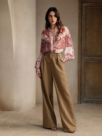 Anewsta Printed Paisley Button-Up Long Sleeve Shirt With Elegant Elegant Anewsta Printed Paisley Button-Up Long Sleeve Shirt With Elegant Elegant