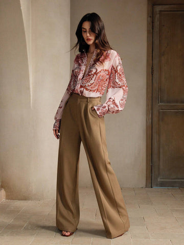 Anewsta Printed Paisley Button-Up Long Sleeve Shirt With Elegant Elegant Anewsta Printed Paisley Button-Up Long Sleeve Shirt With Elegant Elegant