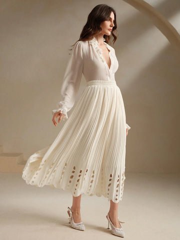 Anewsta Stylish Urban Design Hollow Elastic Waist Skirt Anewsta Stylish Urban Design Hollow Elastic Waist Skirt