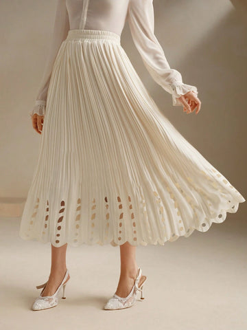 Anewsta Stylish Urban Design Hollow Elastic Waist Skirt Anewsta Stylish Urban Design Hollow Elastic Waist Skirt