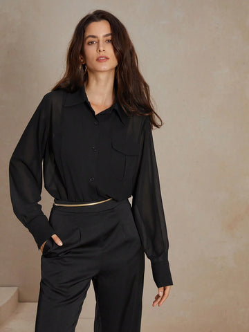 Anewsta Ultra-Thin Sexy Casual Sheer Mesh Sunscreen Shirt With Patchwork Design Anewsta Ultra-Thin Sexy Casual Sheer Mesh Sunscreen Shirt With Patchwork Design