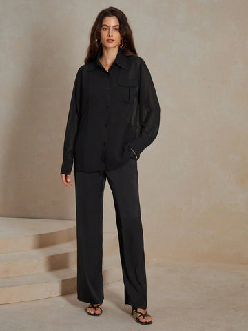 Anewsta Ultra-Thin Sexy Casual Sheer Mesh Sunscreen Shirt With Patchwork Design Anewsta Ultra-Thin Sexy Casual Sheer Mesh Sunscreen Shirt With Patchwork Design