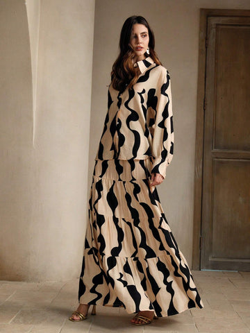 Anewsta Urban Style Color Block Geometric Print Casual Long Sleeve Shirt Anewsta Urban Style Color Block Geometric Print Casual Long Sleeve Shirt