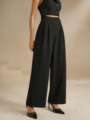 Anewsta Urban Style Vertical Button Front Zipper Slim Casual Pants Anewsta Urban Style Vertical Button Front Zipper Slim Casual Pants