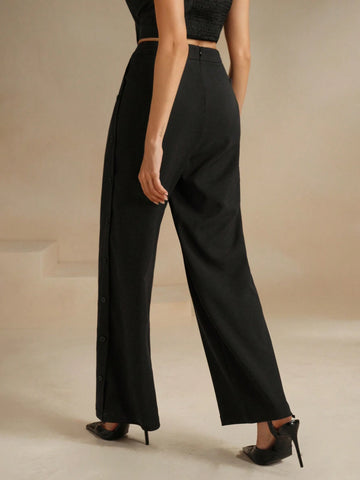 Anewsta Urban Style Vertical Button Front Zipper Slim Casual Pants Anewsta Urban Style Vertical Button Front Zipper Slim Casual Pants