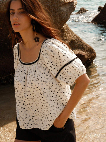 Anewsta Women's Casual Puff Sleeve Ditsy Floral Shirt For Spring And Summer Anewsta Women's Casual Puff Sleeve Ditsy Floral Shirt For Spring And Summer