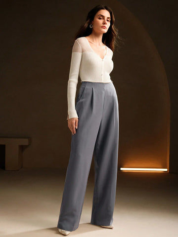 Anewsta Women's Design Pearl Embellished Waist Suit Pants Anewsta Women's Design Pearl Embellished Waist Suit Pants