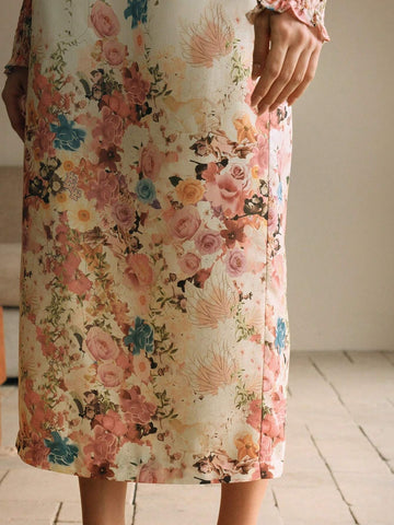 Anewsta Women's Digital Floral Print Skirt, Regular Fit, Spring/Autumn Maxi Women Outfit Anewsta Women's Digital Floral Print Skirt, Regular Fit, Spring/Autumn Maxi Women Outfit