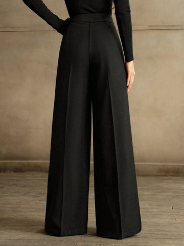 Anewsta Women's Elegant Rhinestone Embellished Wide Leg Dress Pants Anewsta Women's Elegant Rhinestone Embellished Wide Leg Dress Pants