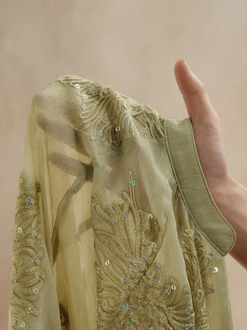 Anewsta Women's Floral Embroidery & Sequin Embellished V-Neck Long Sleeve Elegant Blouse, Suitable For Work Anewsta Women's Floral Embroidery & Sequin Embellished V-Neck Long Sleeve Elegant Blouse, Suitable For Work