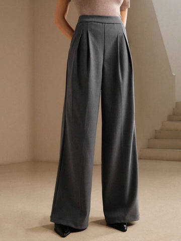Anewsta Women's Gray Casual Straight-Leg Ankle Pants, Office Wear Anewsta Women's Gray Casual Straight-Leg Ankle Pants, Office Wear