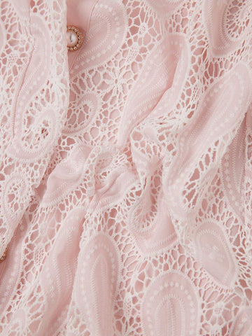 Anewsta Women's Single Breasted Scalloped Hem Elegant Floral Embroidered Skirt Anewsta Women's Single Breasted Scalloped Hem Elegant Floral Embroidered Skirt