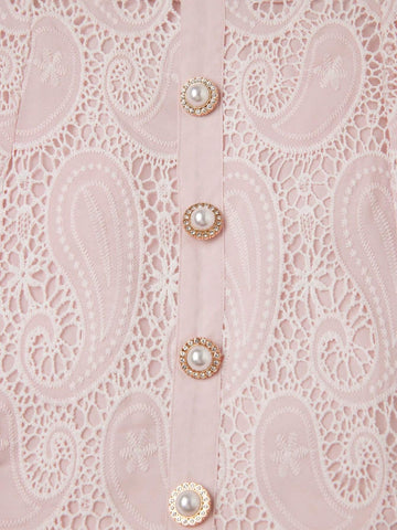 Anewsta Women's Single Breasted Scalloped Hem Elegant Floral Embroidered Skirt Anewsta Women's Single Breasted Scalloped Hem Elegant Floral Embroidered Skirt