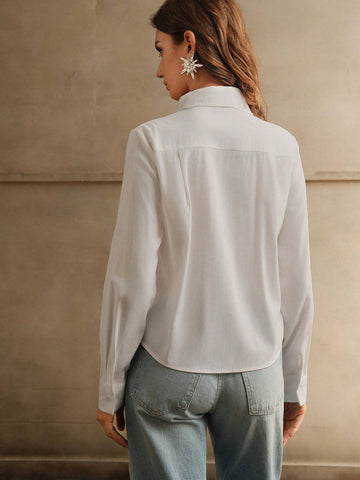 Anewsta Women's Spring/Fall Long Sleeve Elegant Blouse With Rhinestone Flower Decor Anewsta Women's Spring/Fall Long Sleeve Elegant Blouse With Rhinestone Flower Decor