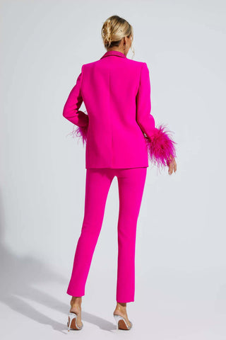 Angel Pink Feather Trim Diamond Blazer Set Angel Pink Feather Trim Diamond Blazer Set