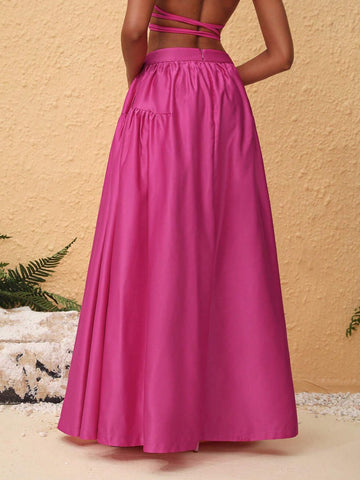 Aniekeme Women's A-Line High Waist Midi Skirt Aniekeme Women's A-Line High Waist Midi Skirt