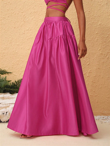 Aniekeme Women's A-Line High Waist Midi Skirt Aniekeme Women's A-Line High Waist Midi Skirt