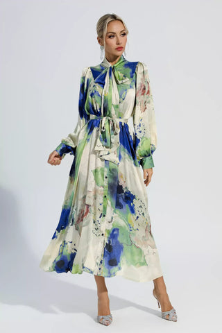 Anne Floral Tie Dye Long Sleeves Maxi Dress Anne Floral Tie Dye Long Sleeves Maxi Dress