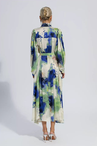 Anne Floral Tie Dye Long Sleeves Maxi Dress Anne Floral Tie Dye Long Sleeves Maxi Dress