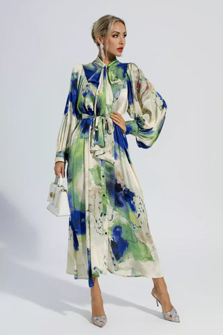 Anne Floral Tie Dye Long Sleeves Maxi Dress Anne Floral Tie Dye Long Sleeves Maxi Dress