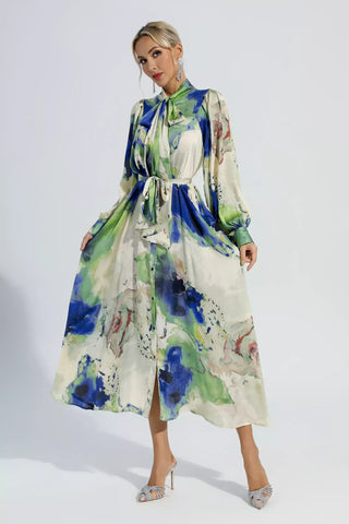 Anne Floral Tie Dye Long Sleeves Maxi Dress Anne Floral Tie Dye Long Sleeves Maxi Dress