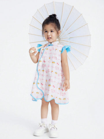Girls' Summer Dress, Baby Cute Sleeveless Vest, Chinese Style Dress Girls' Summer Dress, Baby Cute Sleeveless Vest, Chinese Style Dress