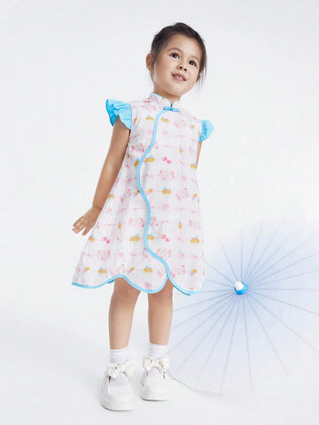 Girls' Summer Dress, Baby Cute Sleeveless Vest, Chinese Style Dress Girls' Summer Dress, Baby Cute Sleeveless Vest, Chinese Style Dress