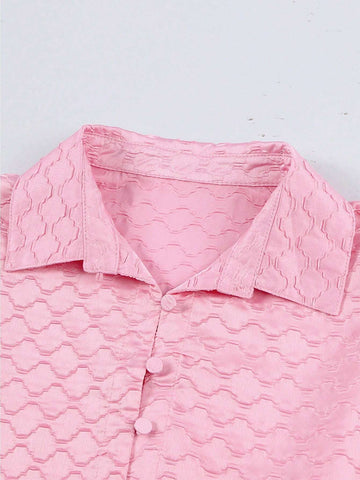 Astylish Solid Textured Lantern Sleeve Shirred Cuff Button Front Shirt Astylish Solid Textured Lantern Sleeve Shirred Cuff Button Front Shirt