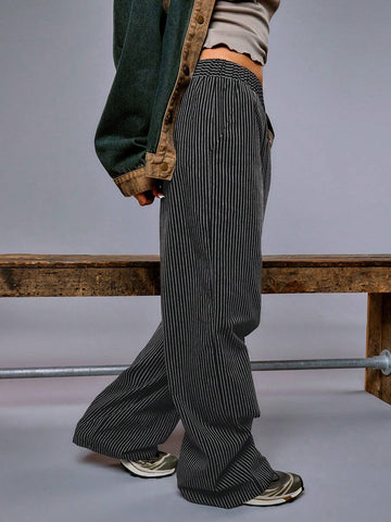 Athîral Women's Striped Print Elastic Waist Pocket Casual Pants Athîral Women's Striped Print Elastic Waist Pocket Casual Pants