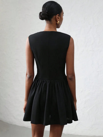 Aveloria Affinna Collegiate Vintage Versatile Cute Bow Contrast Plaid Print Sleeveless Square Neck Pleated Hem Design Women Mini Dress Aveloria Affinna Collegiate Vintage Versatile Cute Bow Contrast Plaid Print Sleeveless Square Neck Pleated Hem Design Women Mini Dress