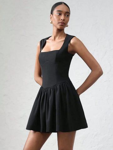 Aveloria Affinna Collegiate Vintage Versatile Cute Bow Contrast Plaid Print Sleeveless Square Neck Pleated Hem Design Women Mini Dress Aveloria Affinna Collegiate Vintage Versatile Cute Bow Contrast Plaid Print Sleeveless Square Neck Pleated Hem Design Women Mini Dress