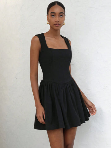 Aveloria Affinna Collegiate Vintage Versatile Cute Bow Contrast Plaid Print Sleeveless Square Neck Pleated Hem Design Women Mini Dress Aveloria Affinna Collegiate Vintage Versatile Cute Bow Contrast Plaid Print Sleeveless Square Neck Pleated Hem Design Women Mini Dress