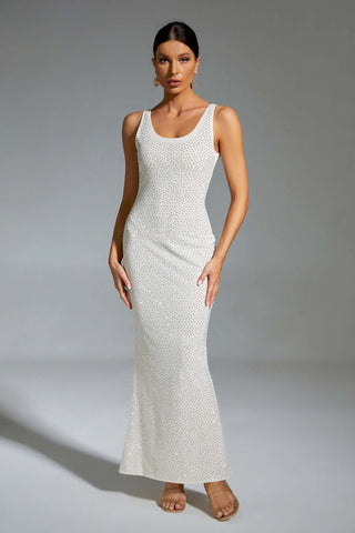 Avianna White Diamond Backless Maxi Dress Avianna White Diamond Backless Maxi Dress