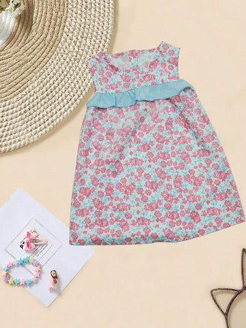 Baby Girl Short-Sleeved Floral Dress For Summer, With Soft, Comfortable, And Cool Fabrics, In A Pastoral Style That Is Elegant, Simple, And Fashionable. Baby Girl Short-Sleeved Floral Dress For Summer, With Soft, Comfortable, And Cool Fabrics, In A Pastoral Style That Is Elegant, Simple, And Fashionable.