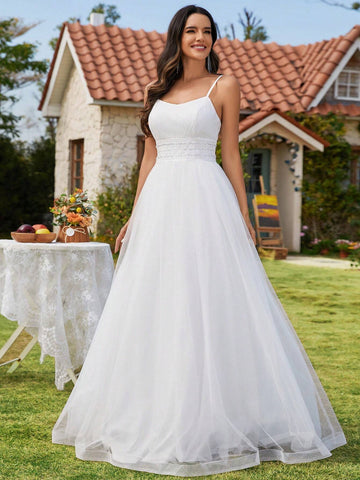 Backless Spaghetti Strap Sequin Wedding Dress Backless Spaghetti Strap Sequin Wedding Dress