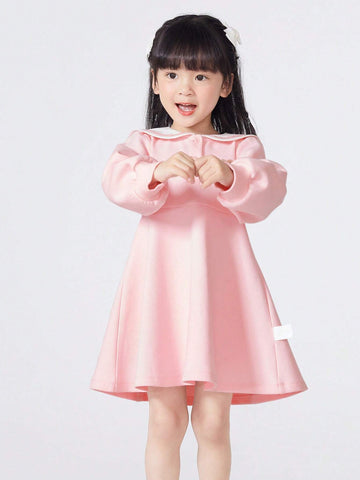 Balabala Girls' Dress, 2024 Autumn Collection, New Academy Style With Collared Design, Long Sleeve Dress For Toddlers And Babies Balabala Girls' Dress, 2024 Autumn Collection, New Academy Style With Collared Design, Long Sleeve Dress For Toddlers And Babies