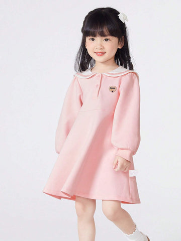 Balabala Girls' Dress, 2024 Autumn Collection, New Academy Style With Collared Design, Long Sleeve Dress For Toddlers And Babies Balabala Girls' Dress, 2024 Autumn Collection, New Academy Style With Collared Design, Long Sleeve Dress For Toddlers And Babies