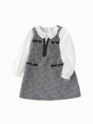 Balabala Balabala Girls' Dress, 2024 Autumn New Fashion, Trendy Two-Piece Look With Chic Design Balabala Balabala Girls' Dress, 2024 Autumn New Fashion, Trendy Two-Piece Look With Chic Design