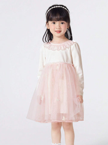 Balabala Girls' Dress, Sweet And Delicate Embroidered Mesh Skirt For Autumn, Lovely Young Girl' Outfit Balabala Girls' Dress, Sweet And Delicate Embroidered Mesh Skirt For Autumn, Lovely Young Girl' Outfit
