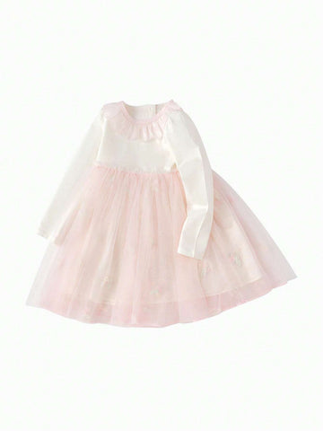 Balabala Girls' Dress, Sweet And Delicate Embroidered Mesh Skirt For Autumn, Lovely Young Girl' Outfit Balabala Girls' Dress, Sweet And Delicate Embroidered Mesh Skirt For Autumn, Lovely Young Girl' Outfit