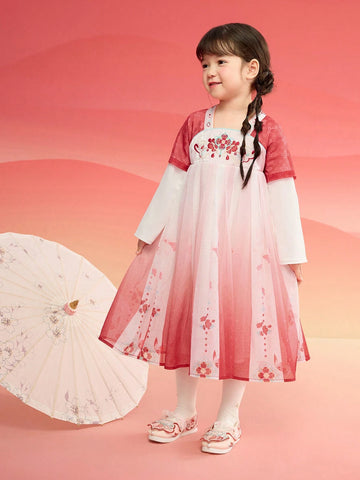 Balabala Balabala Girls' Hanfu Dress, 2025 New Year Chinese Style Outfit Balabala Balabala Girls' Hanfu Dress, 2025 New Year Chinese Style Outfit