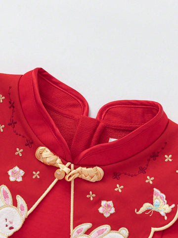 Balabala Girls' Knit Dress, Red Tulle Princess Outfit, 2025 New Year Style Balabala Girls' Knit Dress, Red Tulle Princess Outfit, 2025 New Year Style