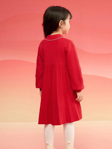 Balabala Balabala Girls' Pleated Dress, 2025 New Year Princess Outfit Balabala Balabala Girls' Pleated Dress, 2025 New Year Princess Outfit