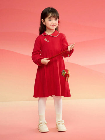 Balabala Balabala Girls' Pleated Dress, 2025 New Year Princess Outfit Balabala Balabala Girls' Pleated Dress, 2025 New Year Princess Outfit