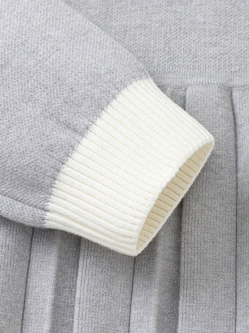 Balabala Balabala Girls' Pleated Dress Embroidered Knitted Dress, Fashionable Autumn/Winter Style Balabala Balabala Girls' Pleated Dress Embroidered Knitted Dress, Fashionable Autumn/Winter Style