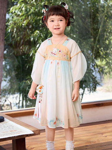 Balabala Girls' Dress Baby Children's Clothing 2024 Summer Children's Hanfu Ruqun Skirt Balabala Girls' Dress Baby Children's Clothing 2024 Summer Children's Hanfu Ruqun Skirt