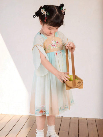 Balabala Girls' Dress Baby Children's Clothing 2024 Summer Children's Hanfu Ruqun Skirt Balabala Girls' Dress Baby Children's Clothing 2024 Summer Children's Hanfu Ruqun Skirt