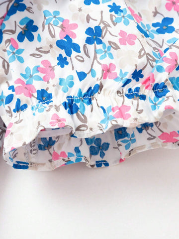 Balabala Girls' Dress Kids' Summer Floral Cotton Collar Dress Balabala Girls' Dress Kids' Summer Floral Cotton Collar Dress