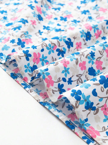 Balabala Girls' Dress Kids' Summer Floral Cotton Collar Dress Balabala Girls' Dress Kids' Summer Floral Cotton Collar Dress