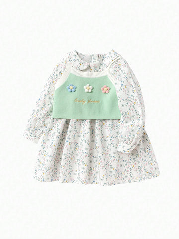 Balabala Girls' Dress Set Stylish Fashionable Floral Two-Piece Children's Autumn Fresh Literary Balabala Girls' Dress Set Stylish Fashionable Floral Two-Piece Children's Autumn Fresh Literary